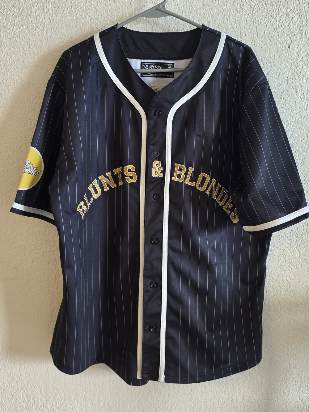 Blunts & Blondes Baseball Jersey Black Pinstripe Embroidered #95 Size XL
